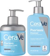 CeraVe Hydraterende set voor Psoriasis behandeling -  Hydraterende Crème en cleanser Met salicylzuur voor een droge huid Jeukverlichting en ureum voor hydratatie | Geurvrij