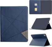Apple iPad Pro 12.9 (2021) Hoes | Lederen iPad Book Case | Tablet Hoes | Pasjes | Blauw
