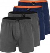 Clark Crown Wijde Boxershorts Heren 4-Pack Classics Multipack - M - Navy - Grijs
