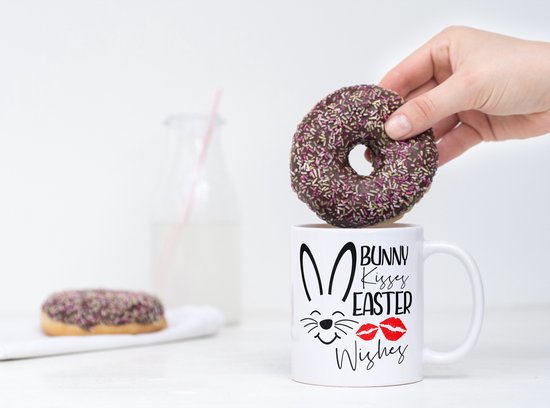 Tasse de Pâques Lapin embrasse les souhaits de Pâques | Cadeau de Pâques | Pâques | Décoration de Pâques | Décoration de Pasen | Cadeaux drôles | Tasse de café | Gobelet à café | Tasse à thé | Tasse de thé