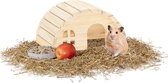 Relaxdays hamsterhuis hout - knaagdierhuisje - hamsterspeelgoed - zonder bodem - natuur