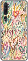 Xiaomi Mi Note 10 Pro - Une illustration avec des coeurs en arrière-plan - Coque en Siliconen pour téléphone