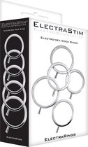 Solid Metal Cock Ring Set 5 Sizes - Electric Stim Device
