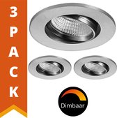 Proventa DimToWarm LED Inbouwspots nikkel voor badkamer - Dimbaar & Kantelbaar - 3 spots