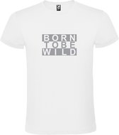 Wit T shirt met print van " BORN TO BE WILD " print Zilver size XL