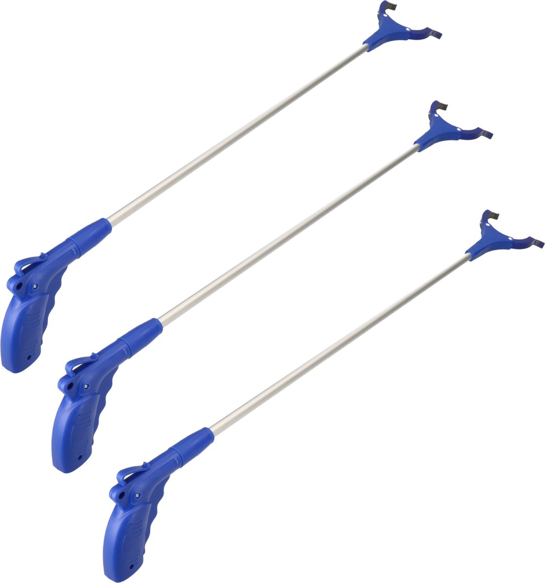 Goedkoopste 3x Aluminium zwerfvuilgrijper met anti-slip grijpvingers 100 cm - Afvalgrijper / Vuilgrijper