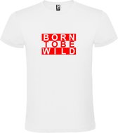 Wit T shirt met print van " BORN TO BE WILD " print Rood size XXL