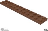 LEGO Plaat 2x12, 2445 Roodbruin 50 stuks