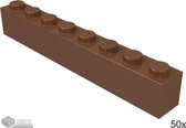 LEGO Bouwsteen 1 x 8, 3008 Roodbruin 50 stuks
