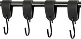 4x S-haak hangers - Handles and more® | ZWART - maat S (Leren S-haken - S haken - handdoekkaakje - kapstokhaak - ophanghaken)