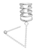 Zilveren oorbellen | Chain oorbellen | Zilveren ear cuff, brede earcuff met vijf bandjes en chain