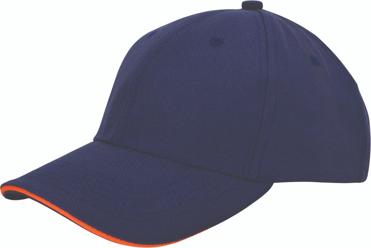 Benza luxe canvas sandwich Baseballcap - Donkerblauw/Oranje