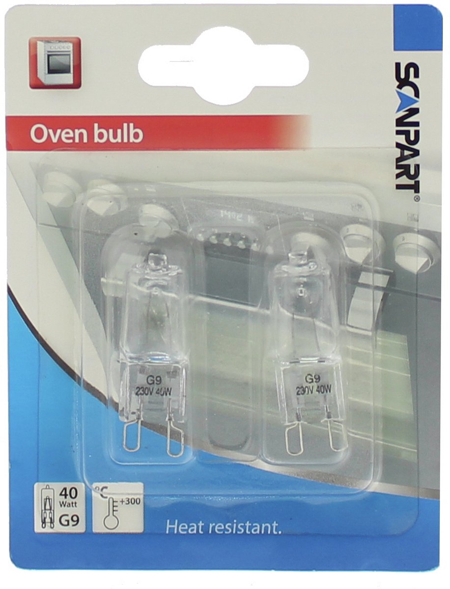 Scanpart ovenlamp G9 - 40W - Halogeen - 300 graden - 2 stuks