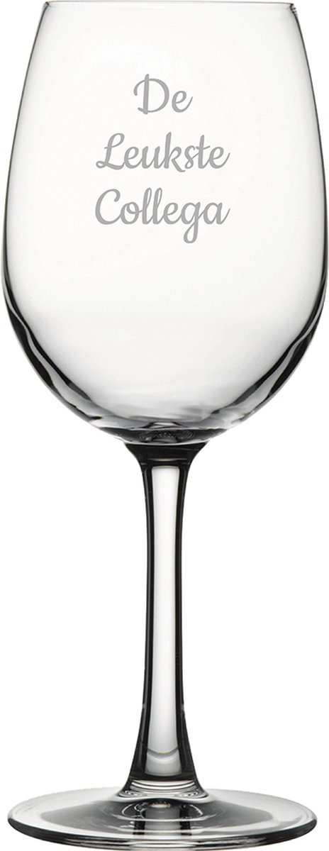 Gegraveerde witte wijnglas 36cl De Leukste Collega