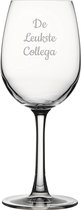 Gegraveerde witte wijnglas 36cl De Leukste Collega
