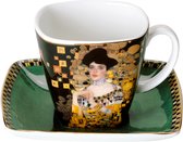 Goebel - Gustav Klimt | Kop en schotel Adele Bloch-Bauer zwart | Porselein - 100ml - met echt goud