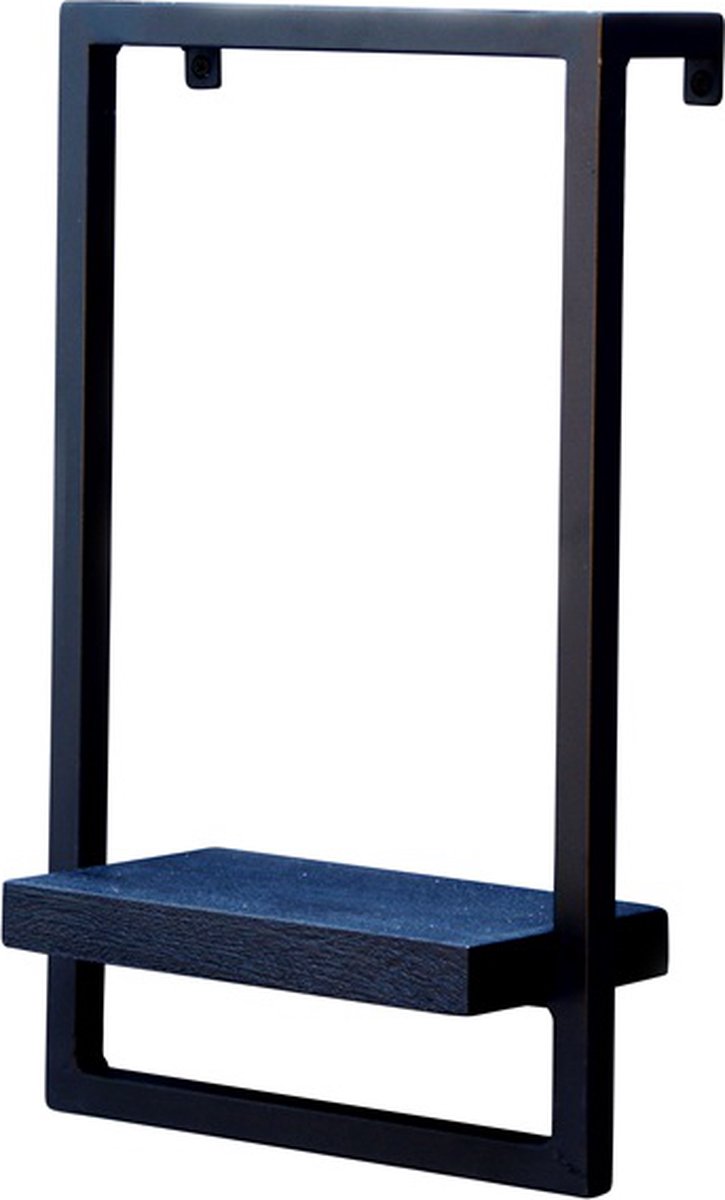 Wandrek zwart mangohout met zwart poedercoated staal XS