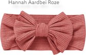 Hannah - Brede zachte strik haarband baby aardbei roze - meisje haaraccessoires - 0-3 jaar