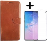 Fooniq Boek Hoesje Bruin + Screenprotector - Geschikt Voor Samsung Galaxy S10e