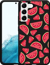 Galaxy S22 Hoesje Zwart Watermeloen - Designed by Cazy