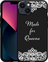 Geschikt voor Apple iPhone 13 Hoesje Zwart Made for queens - Designed by Cazy