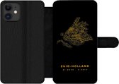 Bookcase Geschikt voor iPhone 12 Pro telefoonhoesje - Zuid-Holland - Black and gold - Plattegrond - Met vakjes - Wallet case met magneetsluiting - Stadskaart