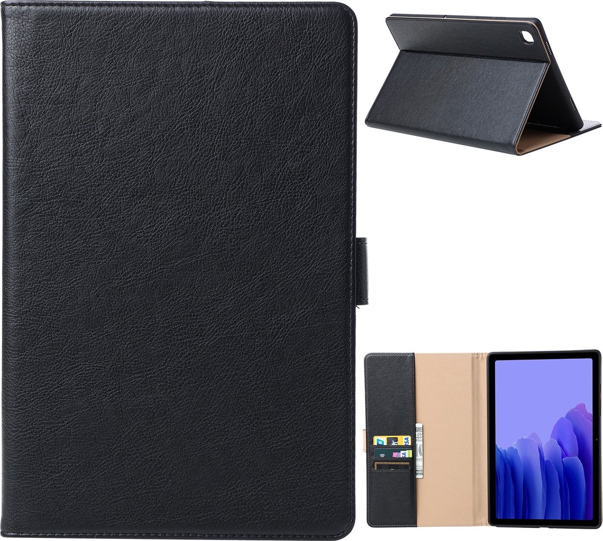 Luxe Tablet Hoes + Standaardfunctie - Geschikt voor Samsung Galaxy Tab A7 Hoes - 10.4 inch (2020) - Zwart