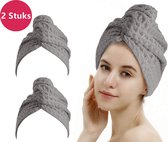 LIXIN Wafel Haarhanddoek - 2 Stuks - Premium Grey - Haar Drogen Handdoeken - Microfiber - Haar Tulband - Handdoek - Sneldrogend - Premium Fabric - Super Absorberend - Zachte stof -