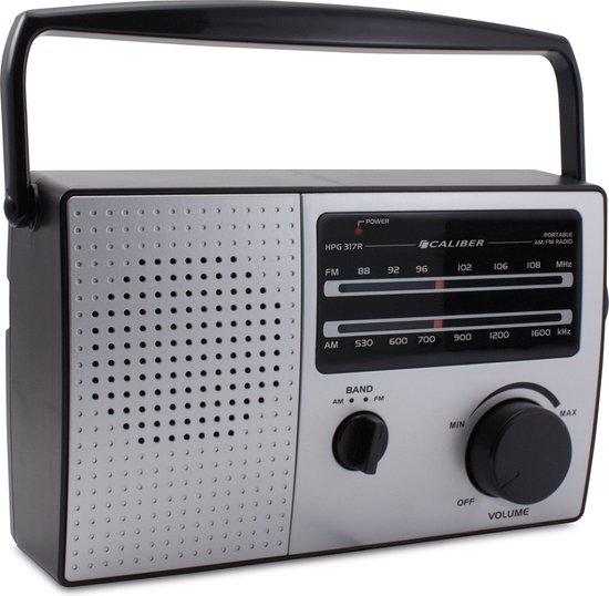 Caliber Draagbare Noodradio Batterijen of Netsnoer AM/FM-radio met Handvat en Koptelefoonaansluiting (HPG317R)