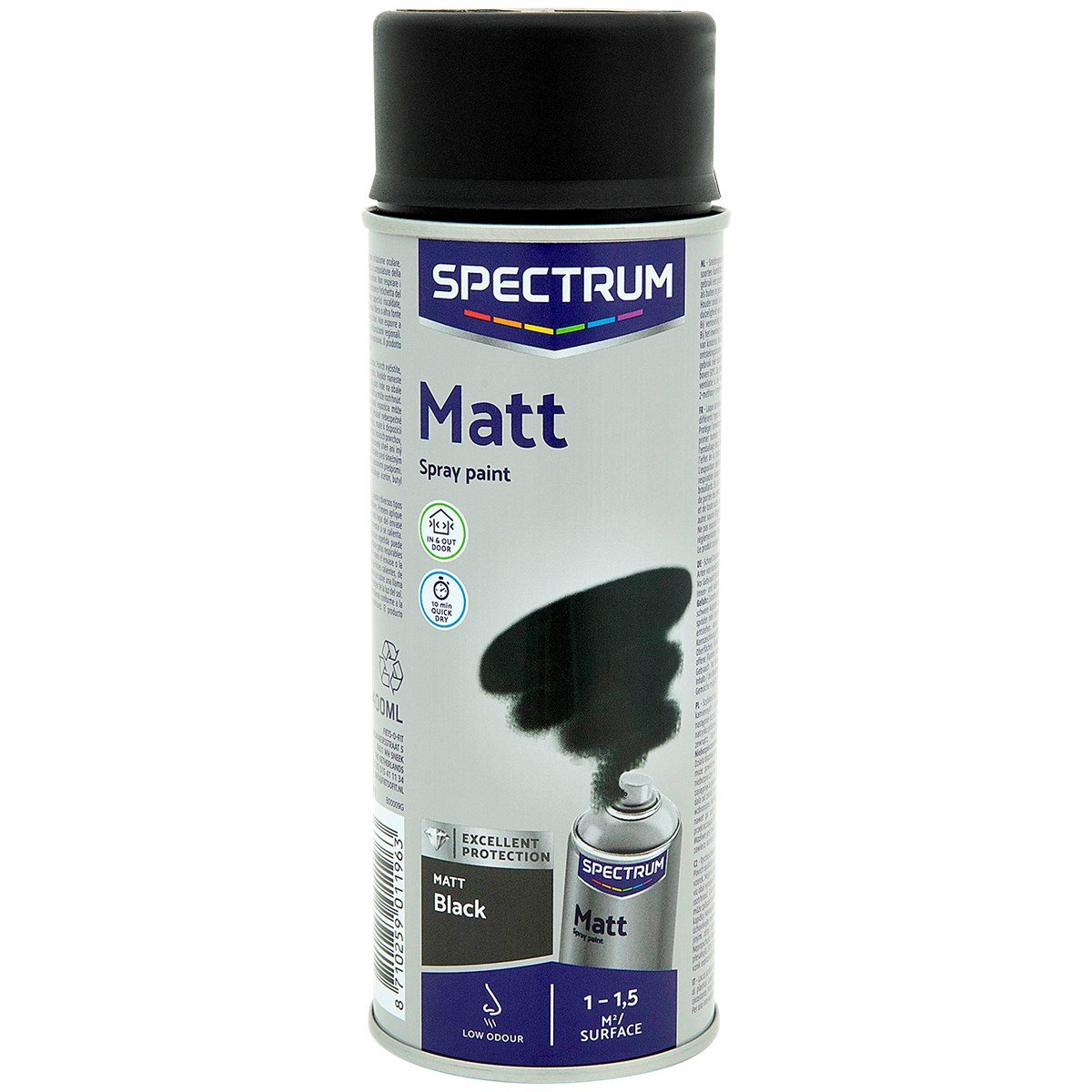 2x Spectrum Spuitverf | Spuitlak | 2x Spuitbus à 400 ml | Zwart matt | Sneldrogend | Binnen & Buiten |