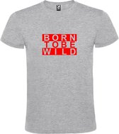 Grijs T shirt met print van " BORN TO BE WILD " print Rood size S