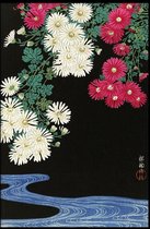 Walljar - Ohara Koson - Chrysanthemums - Muurdecoratie - Canvas schilderij