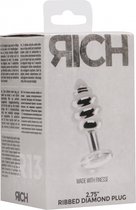 Ribbed Diamond Plug - 2.75 Inch - Silver - Butt Plugs & Anal Dildos silver