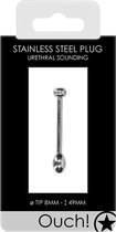 Urethral Sounding - Metal Plug - 8mm - Urethral Toys silver