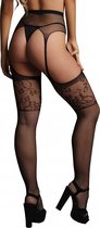 Garterbelt stockings with lace top - Black - O/S - Maat O/S - Lingerie For Her