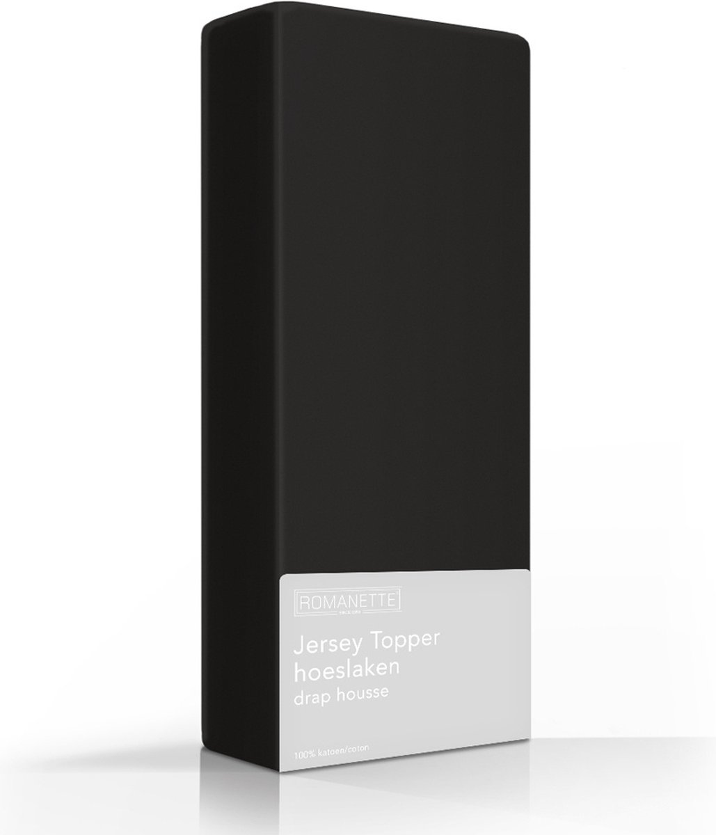 Romanette Zachte Jersey Topper Hoeslaken Lits-jumeaux (160/180x200/210/220) - Zwart