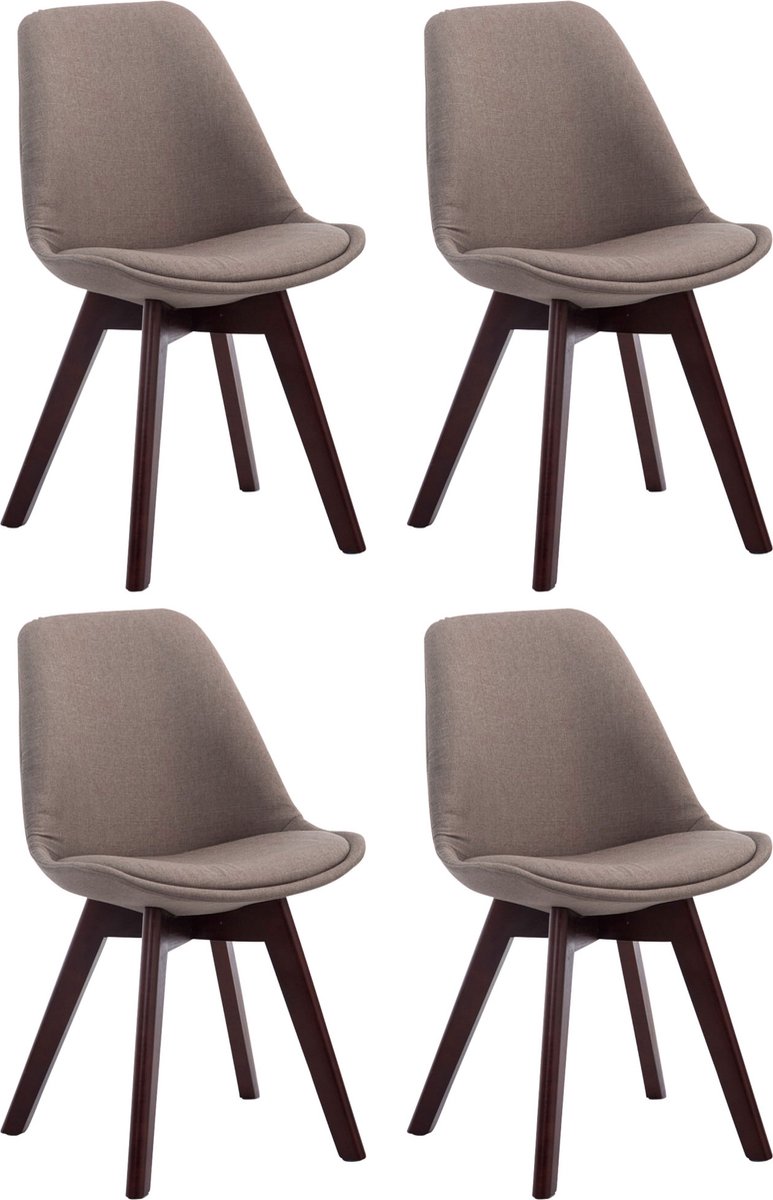 CLP Borneo V2 Set van 4 eetkamerstoelen - Stof taupe wit