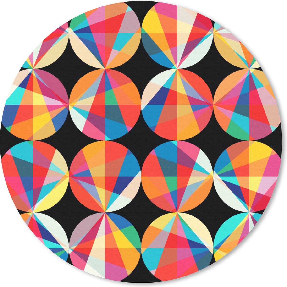 Muismat rond 40x40 cm - Mousepad Regenboog - Cirkels - Patronen - Ronde muismatten