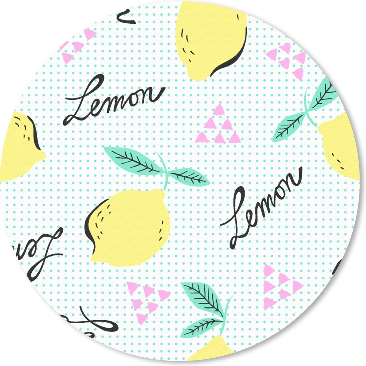 Muismat rond 20x20 cm - Mousepad Hipster - Citroen - Pastel - Patronen - Ronde muismatten
