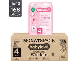 babylove Luiers Premium maat 4, Maxi, 8-14 kg, maandpakket, 168 st