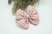 Pied de Poule regular haarstrik - Kleur Bleek roze- Haarstrik  - Babyshower - Bows and Flowers