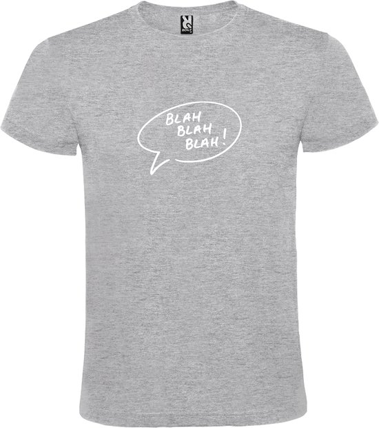 Grijs T-shirt ‘Blah Blah Blah!’ Wit Maat 4XL