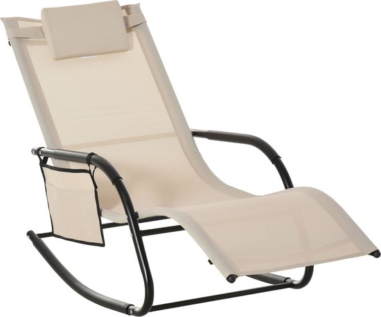 Outsunny Schommelstoel swingstoel tuinstoel schommelende ligstoel metaal mesh lichtgrijs 84A-160
