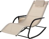 Outsunny Chaise à bascule chaise à bascule chaise de jardin chaise longue à bascule maille métallique gris clair 84A-160