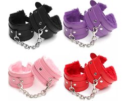 PU Leren Handboeien I Sm Pluche Handboeien I BDSM I Bondage I Met Ketting I Paars