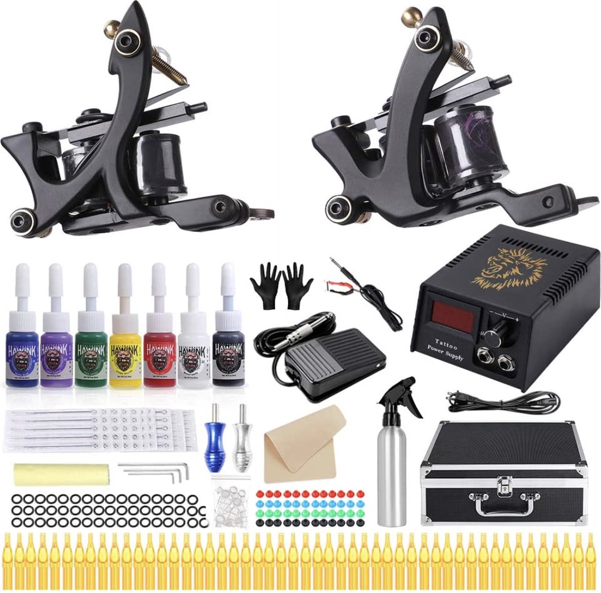 HAWINK Tattoo Kit de tatouage complet pour débutant Kit de puissance de tatouage 7...