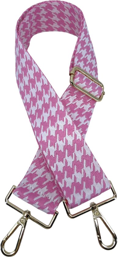 Schoudertas band - Hengsel - Bag strap - Fabric straps - Boho - Chique - Chic -  Abstracte roze figuren
