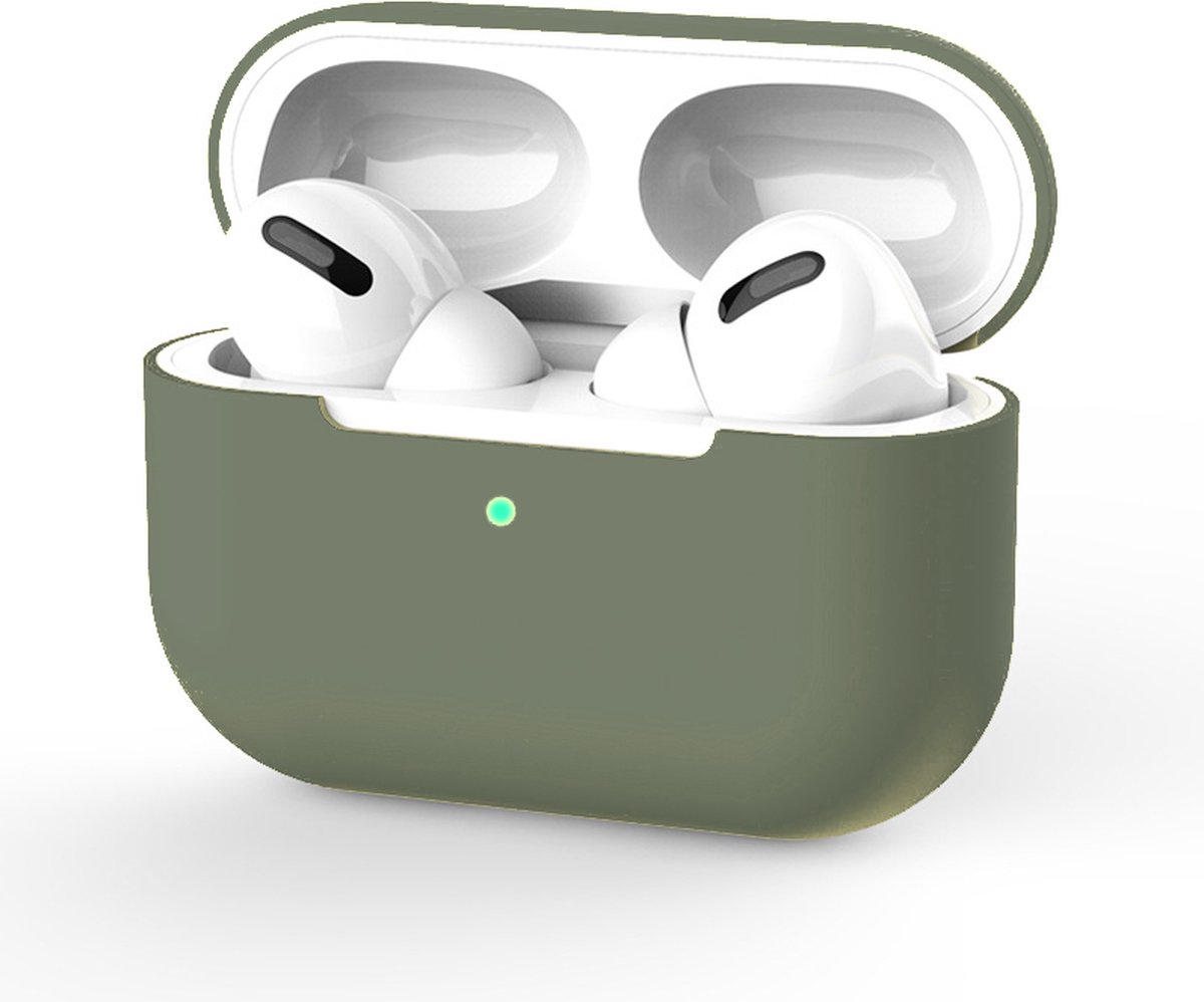 Hoesje in het Olijf Groen geschikt voor Apple AirPods Pro - TCH - Siliconen - Case - Cover - Soft case - Onepiece