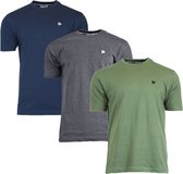 3-Pack Donnay T-shirt (599008) - Sportshirt - Heren - Navy/Charcoal marl/Army Green - maat S