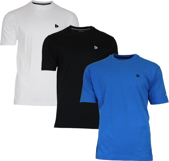 3-Pack Donnay T-shirt (599008) - Sportshirt - Heren - White/Black/Active Blue - maat XL